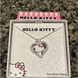 Hello Kitty Fine Silver Plated Heart necklace￼
